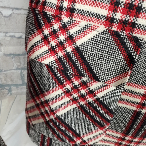 Vintage Men's Wool Blazer Red Black White Plaid 43 Regular Oversized - Picture 7 of 16